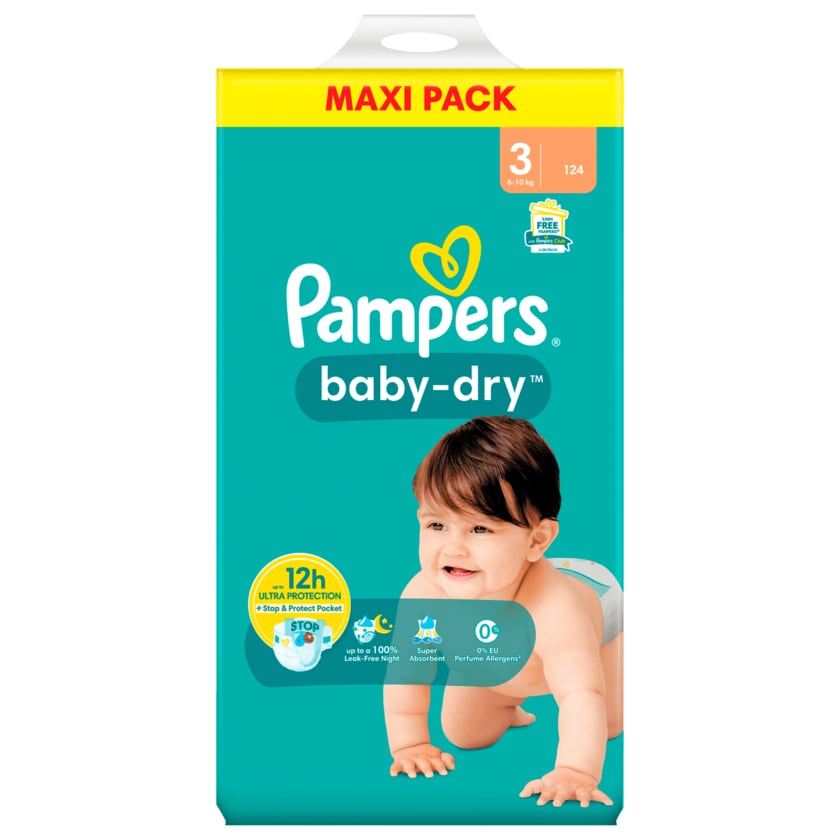 Pampers Baby-Dry Windeln Gr.3 6-10kg Maxi Pack 124 Stück